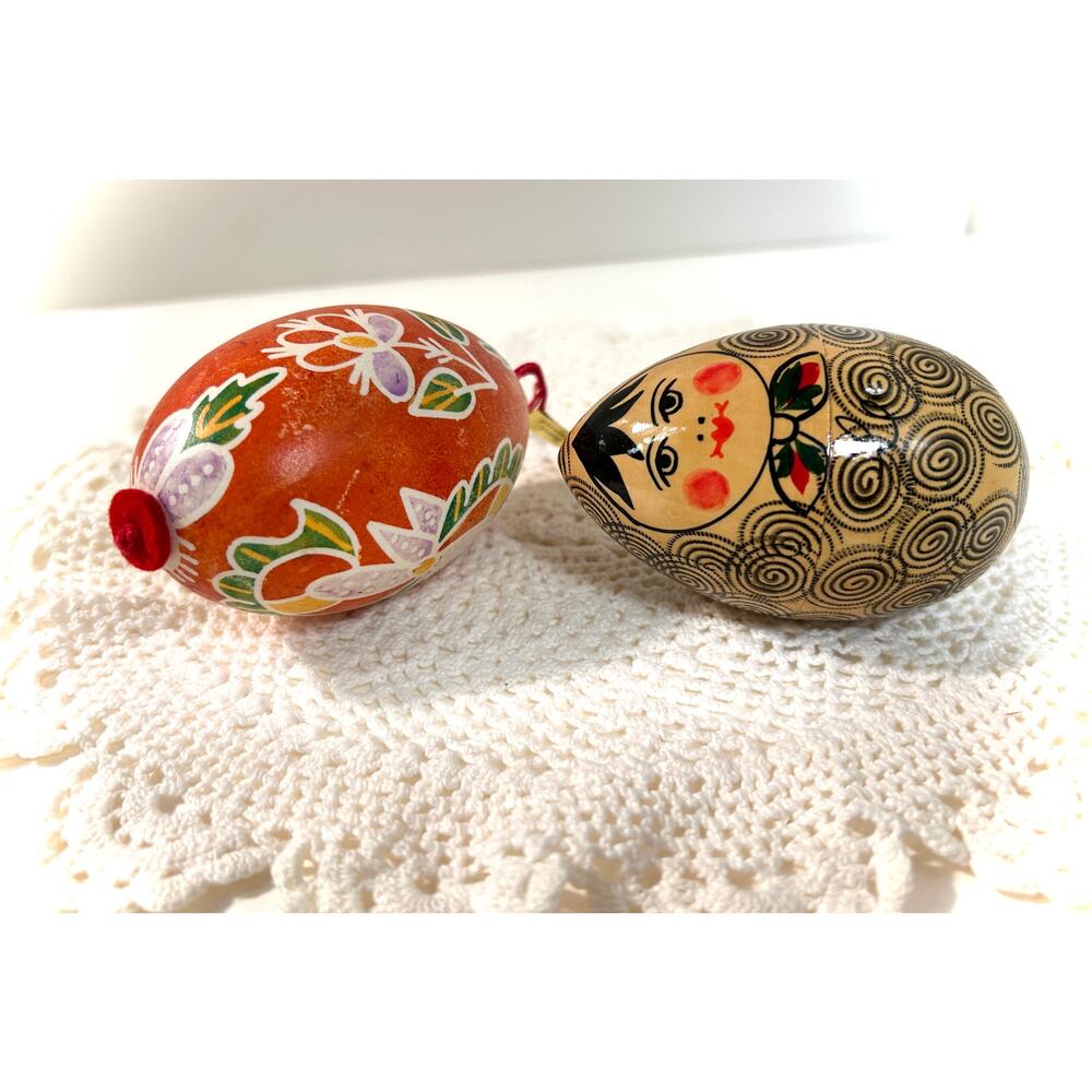 European Handmade VTG Egg Bundle – Hungarian Pysanky & Ukrainian Nesting Dolls